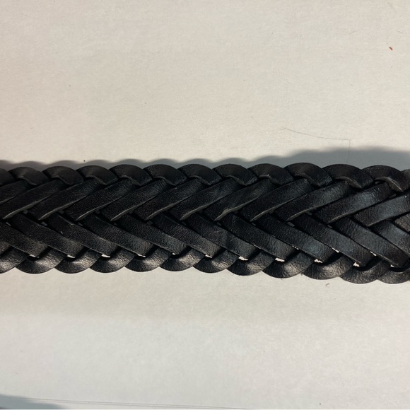 Braided Leather Black Belt, Unisex, Gold Buckle, Size 34 - Picture 7 of 8